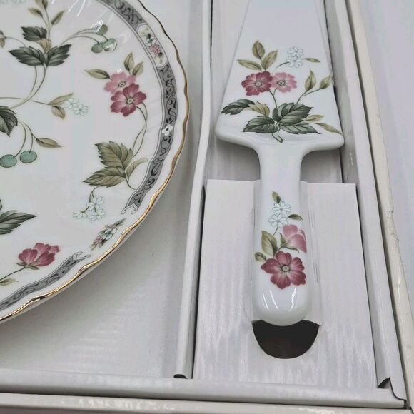 Andrea by Sadek Garden Splendor Cake Plate / Server Serving Set Porcelain 10.5" - Picture 12 of 14